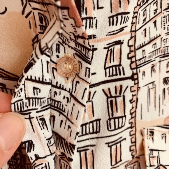 KARL LAGERFELD PARIS Size Large Paris PRINT SHIRT ROLL UP SLEEVE - Picture 6 of 13